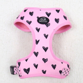 Arnés Ajustable para Perro LV19 Rosa Claro Corazones Negros