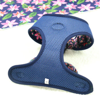 Arnés para perro ajustable floral azul marino