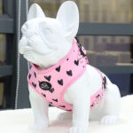 LV19 Light Pink Black Hearts Adjustable Dog Harness