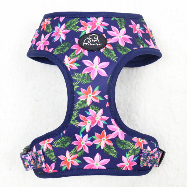 Navy Floral Adjustable Dog Harness