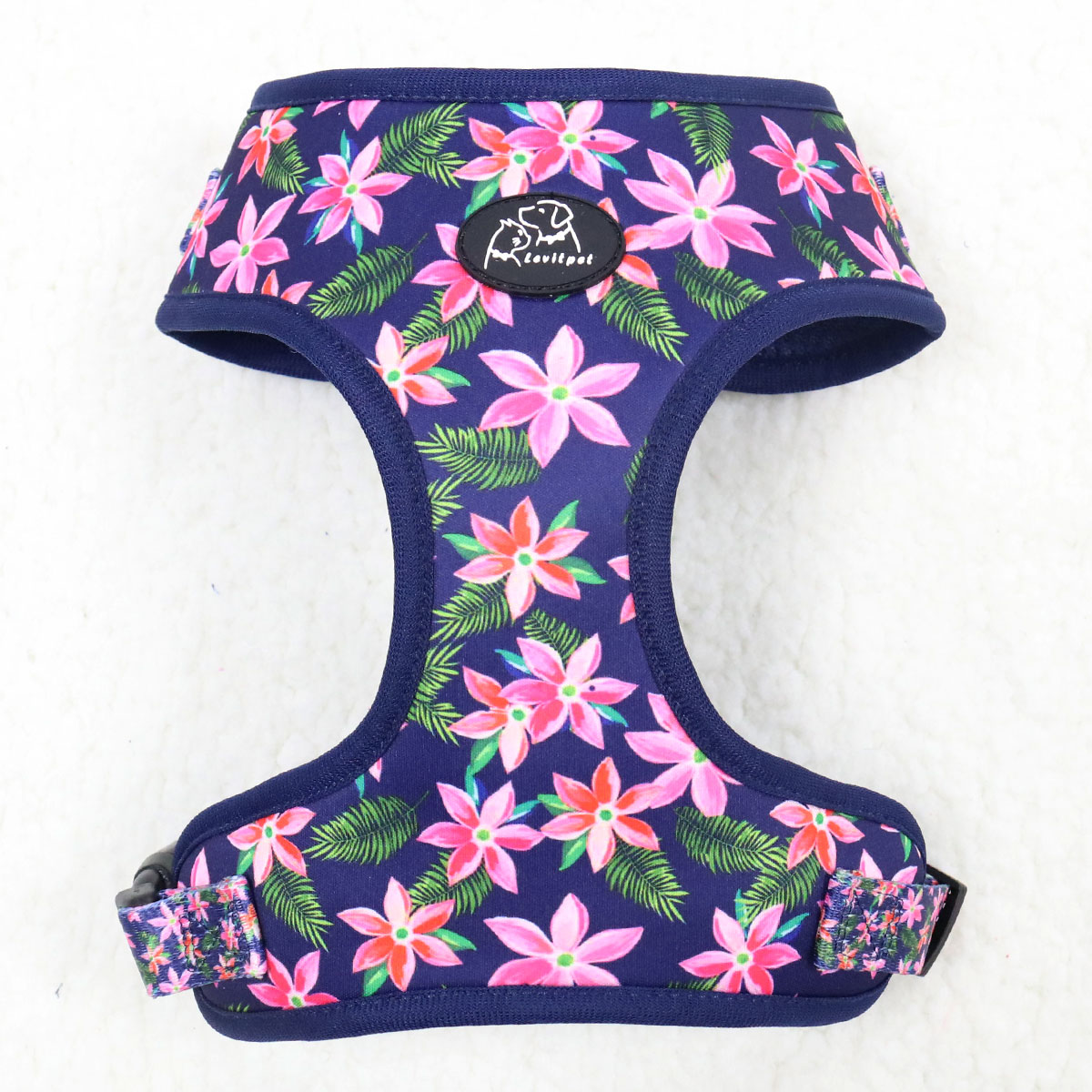 Arnés para perro ajustable floral azul marino