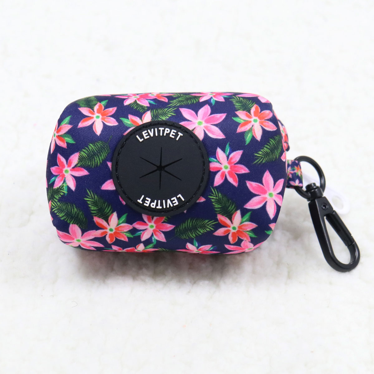 Sac à crottes de chien à motif floral bleu marine