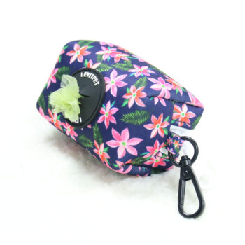 Marineblauer Hundekotbeutel mit Blumenmuster