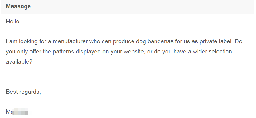 dog bandana inquiry